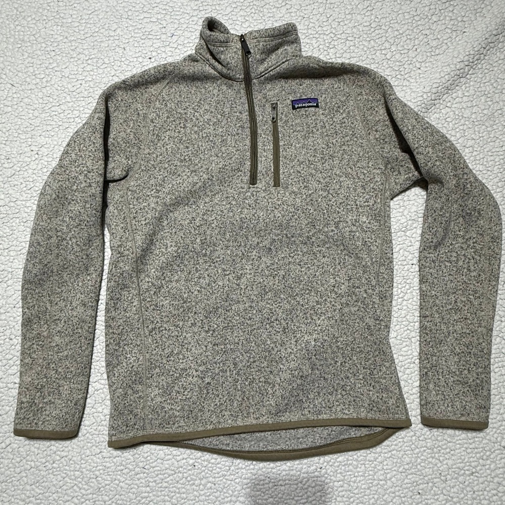 Patagonia Better Sweater 1/4 Zip Fleece Pullover Oatmeal Heather Gray Womens M